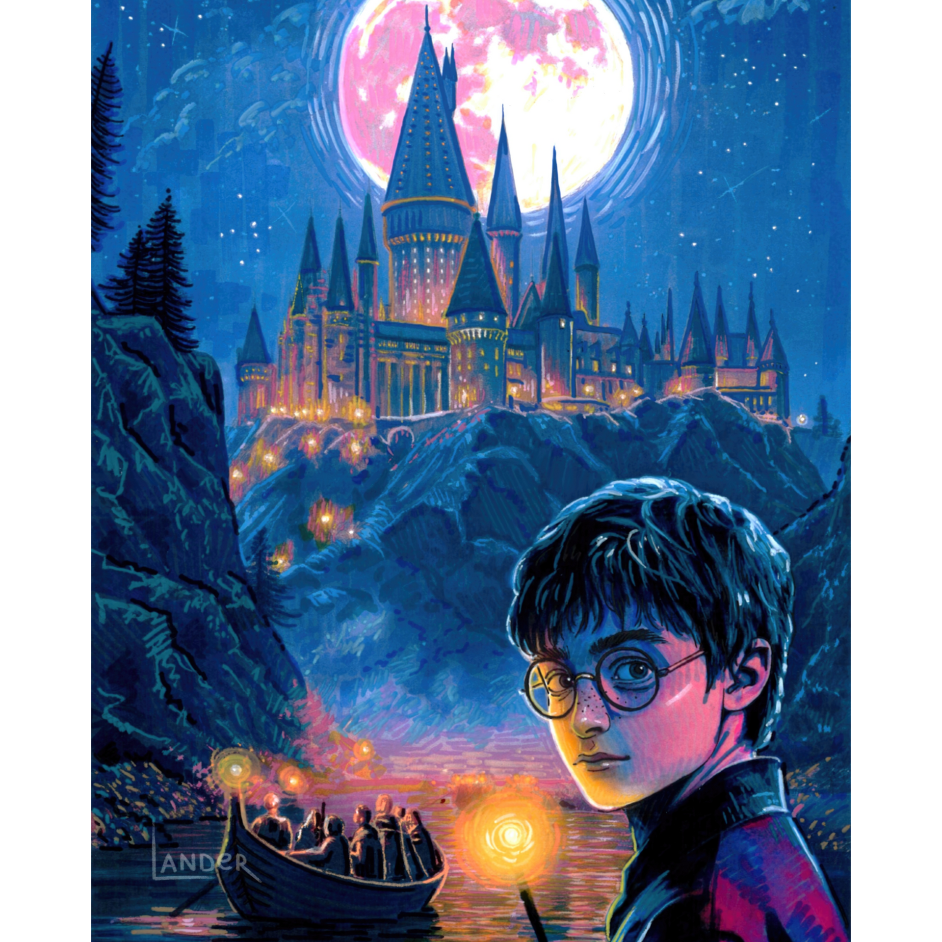 Harry Potter and Night Hogwarts – LANDER ART